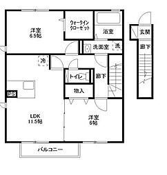 ベルサージュ　B 2階2LDKの間取り