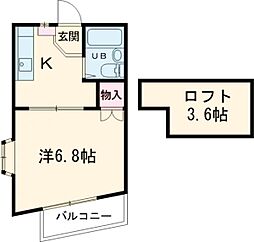 つつじ　ハイツ HA23 2階1Kの間取り