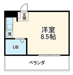 名古屋市営東山線 池下駅 徒歩8分の賃貸マンション 4階ワンルームの間取り
