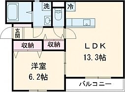 リベラルコート 1階1LDKの間取り