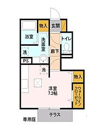 JR総武線 西船橋駅 徒歩10分の賃貸アパート 1階ワンルームの間取り