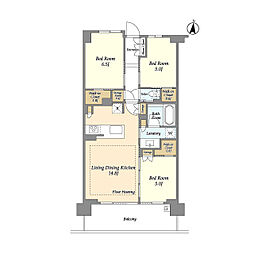 ドゥーエ町屋 7階3LDKの間取り