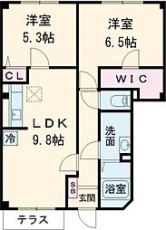 グランパルクB 2LDKの間取図画像