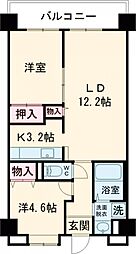コーポレート船堀 8階2LDKの間取り
