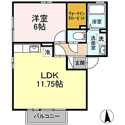 メゾンパークス 2階1LDKの間取り