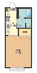 ソレーユＡ 2階1Kの間取り