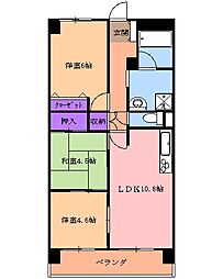 元今泉レジデンス 10階2SLDKの間取り
