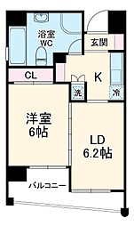 レインボーピア八熊 4階1LDKの間取り