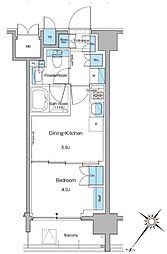 ルフォンプログレ西大井プレミア 8階1DKの間取り