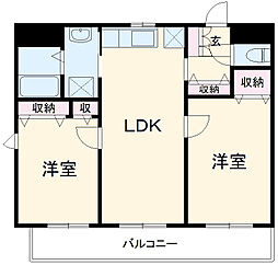 JR武蔵野線 東川口駅 徒歩13分の賃貸マンション 1階2LDKの間取り