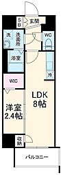 JR中央本線 大曽根駅 徒歩8分の賃貸マンション 6階1LDKの間取り