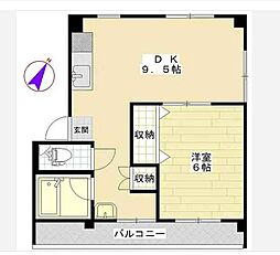 角田ビル 2階1LDKの間取り