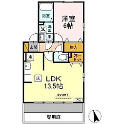 マリアージュ 1階1LDKの間取り