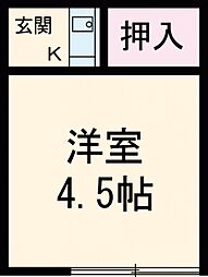 松風荘 2階ワンルームの間取り