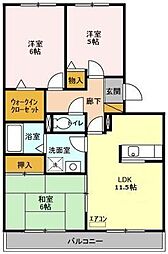 ラ・ヴェルドミール 2階3LDKの間取り