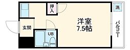 京都地下鉄東西線 西大路御池駅 徒歩8分の賃貸マンション 3階ワンルームの間取り