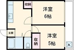 クレインハイツ 1階2Kの間取り