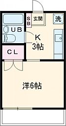 緑が丘ハイツ 3階1Kの間取り