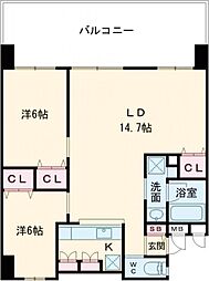 プレミアムコート浦添勢理客 13階2LDKの間取り