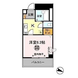 JR常磐線 柏駅 徒歩4分の賃貸マンション 3階1Kの間取り