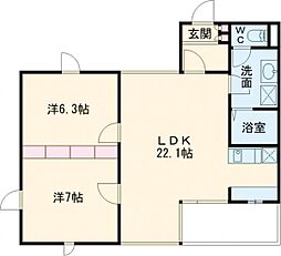 風舎 2LDKの間取図画像
