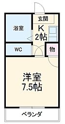 マイルーム稗田 3階1Kの間取り