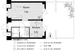 アマドリア豪徳寺 1階1Kの間取り