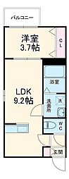 LECOCON一宮V 3階1LDKの間取り