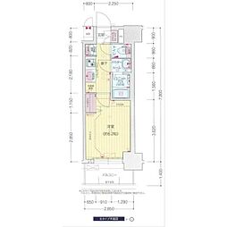 プレサンス太閤通ファシール 3階1Kの間取り