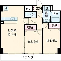 クラティオ 1階2LDKの間取り
