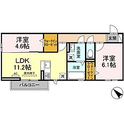 ベルヒルズ 3階2LDKの間取り