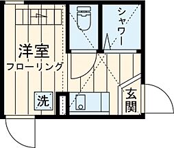 フェリスプリマ 2階ワンルームの間取り