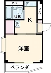 第7頼長ビル 3階1Kの間取り