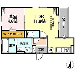 プレタクチュール中根町 3階1LDKの間取り