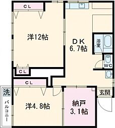 アイエスビル 2SDKの間取図画像