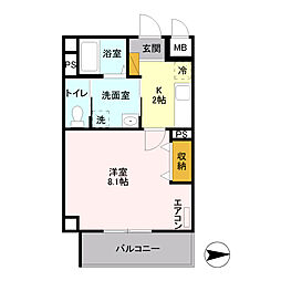 JR武蔵野線 越谷レイクタウン駅 徒歩2分の賃貸マンション 5階1Kの間取り