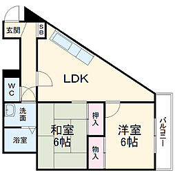 メゾン仙石原 2LDKの間取図画像