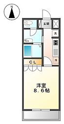 ラ・リヴィエール 1Kの間取図画像