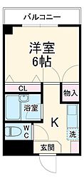 JR横浜線 淵野辺駅 徒歩7分の賃貸マンション 4階1Kの間取り