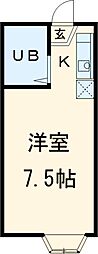 プラリネットハイツ 2階ワンルームの間取り