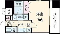 リバーレ東新宿 1Kの間取図画像