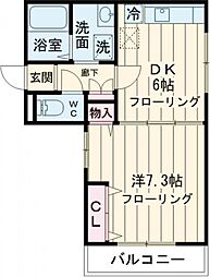 ヴェルファーレ 1階1DKの間取り