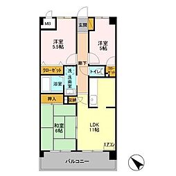 レジデンスジョーコー 3LDKの間取図画像