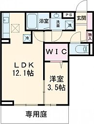 クレストヴェール清水 1LDKの間取図画像