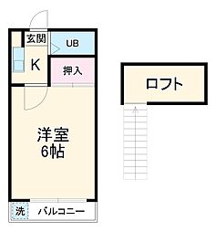 ハイツ大和田 1階1Kの間取り