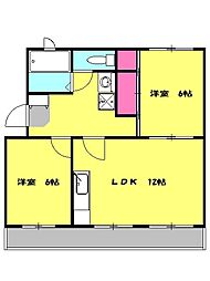 オピュレンス小田原 4階2LDKの間取り