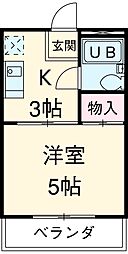 新富ハウス 3階1Kの間取り