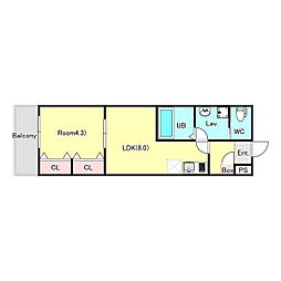 ジーメゾン八王子狭間オアシア 3階1LDKの間取り
