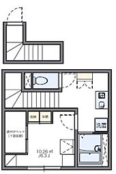 レオパレスブランポルト 2階1Kの間取り
