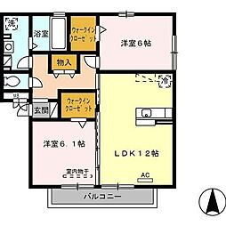 カトル・セゾン 101 1階2LDKの間取り